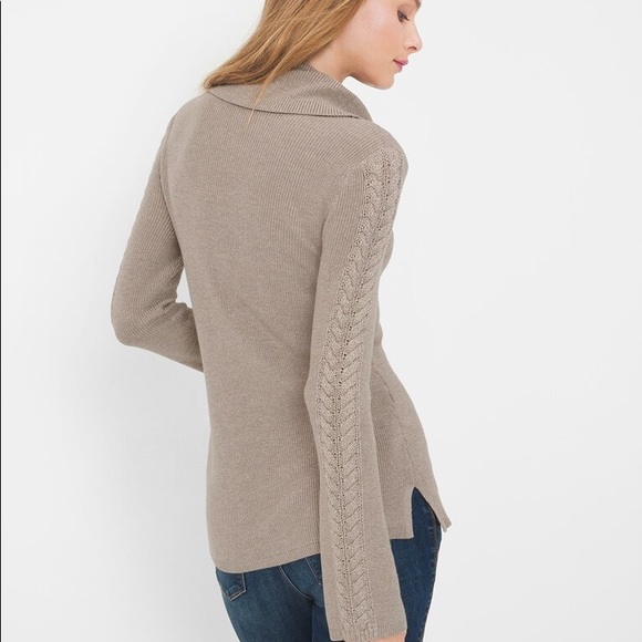 WHBM Cable-Front Cowlneck Pullover Sweater Large - Picture 2 of 11
